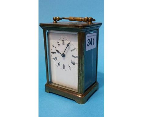 Brass carriage clock and key