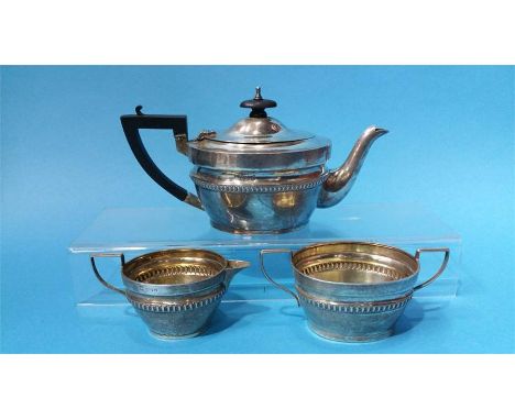 A silver 3 piece tea service, John and William Deakin, Chester 1906