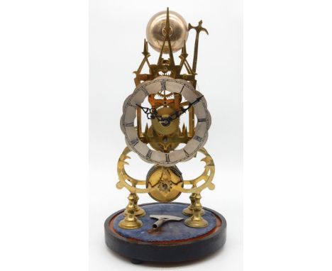 An appealing Victorian brass skeleton Clock having a cable fusee single-train movement performing a passing single strike on 