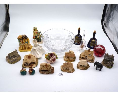 A quantity of miscellaneous china and glass including,eight Lilliput Lane miniatures, a small Coalport 'Gwen' figure, Aynsley