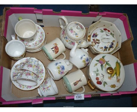 A quantity of China including a part teaset, a Wade Tea for one pot and sugar bowl, Sadler Teapot, Royal Worcester 'Evesham' 