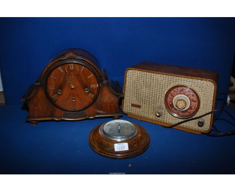 A Stella Radio, serial no. BA 3731 60W and a modern Smiths Enfield Westminster chiming clock with pendulum and key, presented