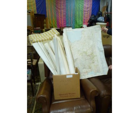 A quantity of Ordnance Survey maps (rolled) of Brecon Beacon National Park, Stratford-upon-Avon, Elan Valley, etc.
