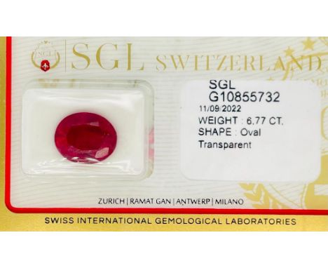1 LAB GROWN RUBY 6,77 CT  SHAPE OVAL - CERTIFICATION SGL - PR80505A