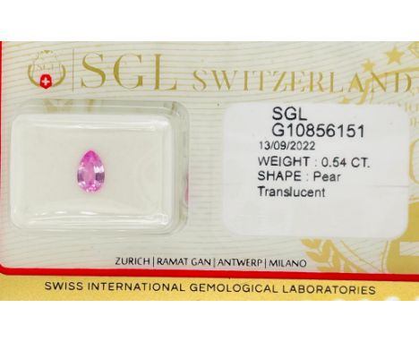 1 LAB GROWN PINK SAPPHIRE  0,54 CT  SHAPE PEAR - CERTIFICATION SGL - PS10713-6