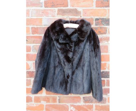 A VINTAGE DARK CHOCOLATE BROWN MINK FUR JACKET, fully lined