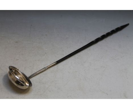 A HALLMARKED SILVER WHALEBONE TODDY LADLE - LONDON 1804, possibly by Josiah Snatt, L 43 cm