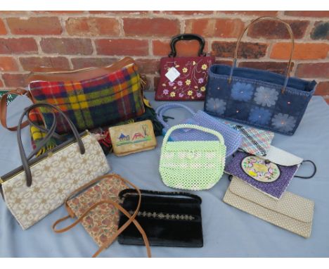 A COLLECTION OF VINTAGE AND MODERN LADIES BAGS, various styles and periods to include 60s and 70s etc., examples include an e