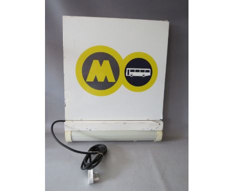 A VINTAGE 20TH CENTURY METRO SIGN, with light at base, H 73 cm, W 58 cm
