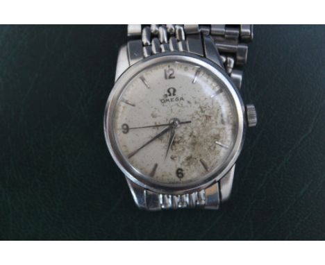 OMEGA - A VINTAGE WRIST WATCH, obvious damage to majority of dial, Dia 3.75 cm Condition Report:extensive damage to dial, wor