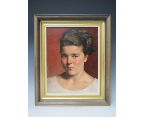 HARRY TURNER (XX). Portrait study of a young girl 'Jean' see verso, signed lower left, oil on board, framed, 30 x 24 cm