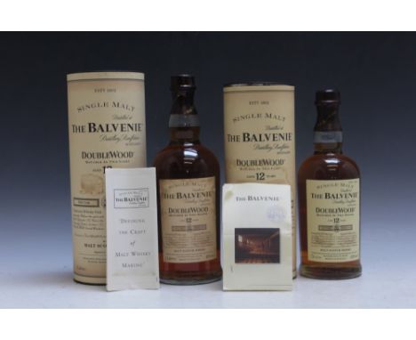 2 BOTTLINGS OF THE BALVENIE DOUBLEWOOD 12 YEARS OLD, the first being standard size 40% abv, the second being a 1 litre 43% ab