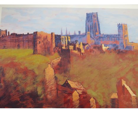 ROLF HARRIS (1930). 'Durham Cathedral', signed in pencil to the mount, limited edition print,  number 185 / 695, framed and g