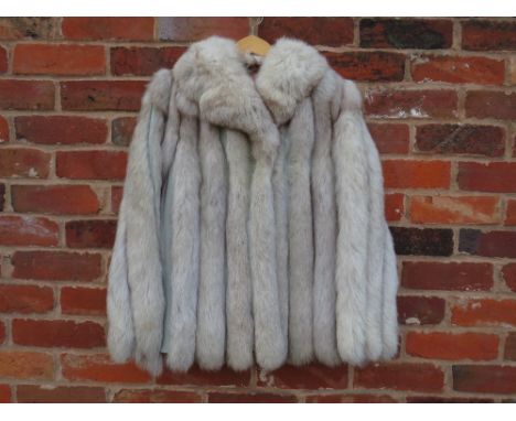 A VINTAGE LEATHER AND SILVER / FAWN TIPPED FOX FUR JACKET, fully lined, two pockets, Condition Report:approx underarm to unde