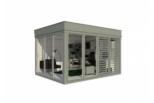 V Brand New Insulated 3m X 4m Garden Office Cube With Glass