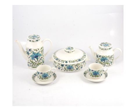 A Midwinter 'Spanish Garden' part dinner and tea service, comprising lidded tureens, plates, meat platters, bowls, teapot (13