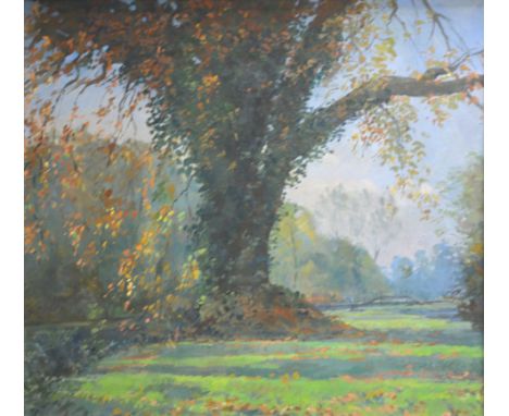 R Brown, The Great Oak, signed and dated ’92, oil on canvas, 66x76cm.