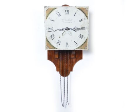 William Strickland, Tenterden, clock dial and movement, 11" square painted dial with a date aperture, fanned spandrels, thirt