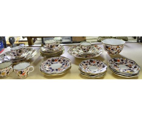 Coalport part tea service decorated in gilt and colours with flowers and foliage,