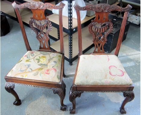 Pair 19th Century Chippendale style mahogany dining chairs Provenance; Consigned for sale by David Myers following the recent
