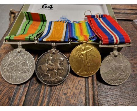 Quartet of WW1 and WW2 Army Service Medals inc an EG Midgley, part of the Medical Corps