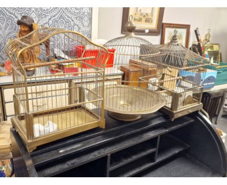 Trio of Retro Bird Cages inc a Vintage British Genykage example