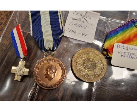 Trio of European Army/Military Medals inc Greece 1940-41 War Medal + a Belgian Victory Medal
