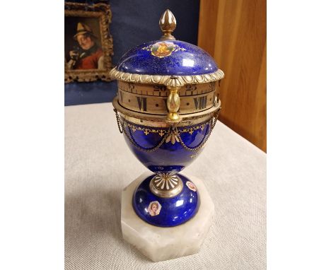 Early 19th Century Antique Vienna Cobalt Blue Enamel Rotary Clock marked 'SWISS' 
