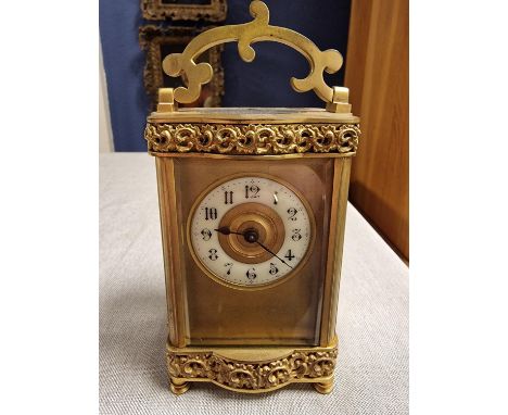 Antique French Armand Couaillet Freres Gilt Brass Carriage Clock