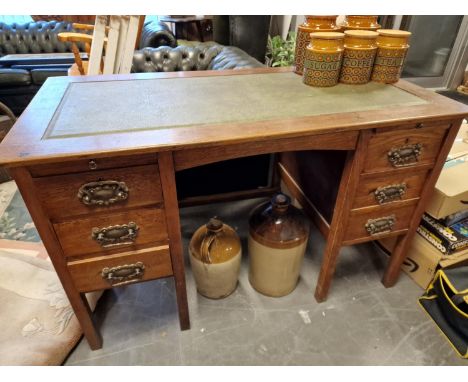 Oak Vintage Leather Topped Desk