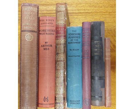 A collection of 7 vintage hardbacks, including West Riding studies and J R Jones’ Encyclopedia of Rugby Football