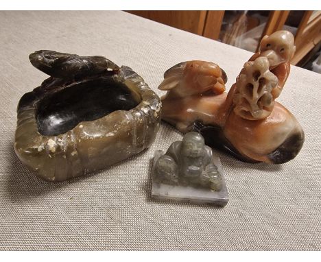 Trio of Chinese Netsuke and Ornaments inc Jade
