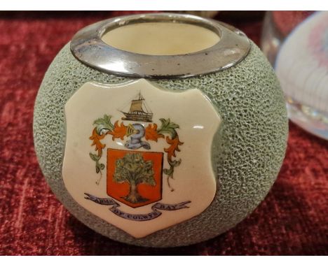 Early Macintyre (Moorcroft) Ceramic Stoneware &amp; Hallmarked Silver Rimmed Match Striker