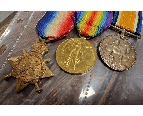 Trio of WW1 Army Service Medals inc 1914 Star/Cross for a Corporal J. Walls