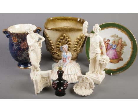 A quantity of mostly ceramics. Including Crown Devon vase, Royal Doulton figure 'Daydreams' HN1731, planter, Limoges plate, a