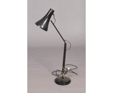 A black angle poise style large table lamp. 84cm tall fully extended.  