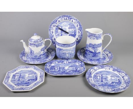 A collection of blue and white pottery, mainly Spode in the Italian design.  