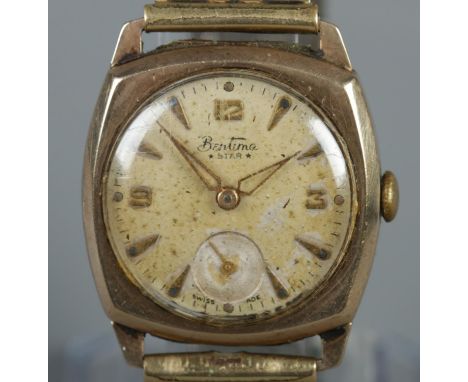 A 9ct Bentina Star manual wristwatch with expanding strap.  