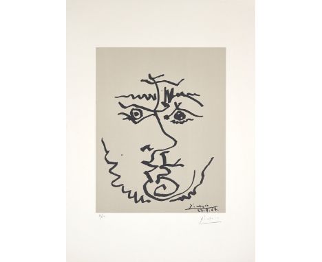 Nach Pablo Picasso (Málaga 1881 – 1973 Mougins). Visages. 1967Lithografie auf BFK Rives-Velin.  40,2&nbsp;×&nbsp;31,3,&nbsp;c