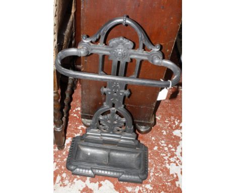 A late 19th Century cast iron stick stand 71cm high, 41cm wide Best Bid