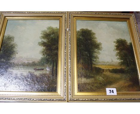 A quantity of pictures to include a pair of watercolours; landscapes, an oil painting of a mosque, a portrait of a Swiss girl
