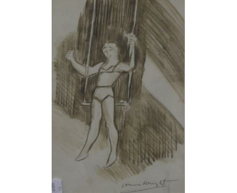 English School (early 20th Century) Trapeze artist; Ladies with horses; Portrait of a young woman; Charcoal and pencil sketch