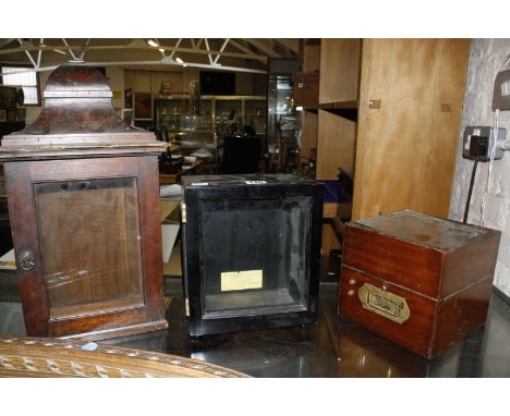 Two bracket clock cases and a chronometer box in varying states of repair -3 Best Bid
