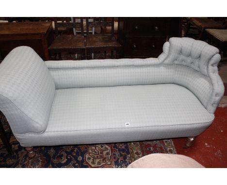 A Victorian button back upholstered chaise longue 170cm length