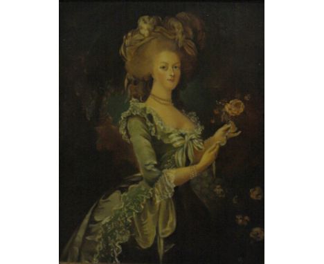 Continental School (early 20th Century) A portrait of Marie Antoinette (?) Oil on board Initialled VA? 29cm x 22cm