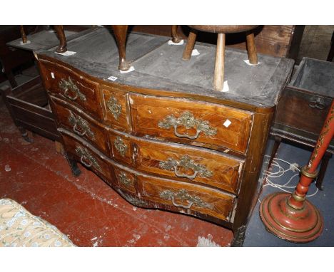 A 19th century French kingwood serpentine commode lacking marble top.110cm wide x 54cm deep.