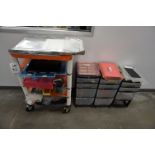 ROLLING STEEL CART AND PLASTIC ORGANIZER BINS WITH CONTENTS TO INCLUDE: MISC. KODAK LAMINATE FILM,