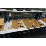 CONTENTS OF TABLE TOP TO INCLUDE: (1) MITUTOYO DIAL TENSION GUAGE 546-113, (3) MITUTOYO 6" DIGITAL