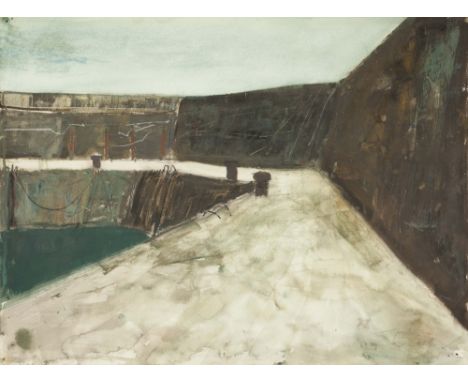 § GEORGE DEVLIN R.S.W., R.G.I., F.R.S.A., R.B.A., R.O.I., A.R.W.S. (SCOTTISH 1937-2014)  BEHIND THE HARBOUR WALL  Signed, wat