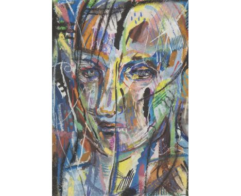 § CAROLINE MCNAIRN (SCOTTISH 1955-2010) PORTRAIT  Signed, pastel and watercolour  33cm x 23cm (13in x 9in)